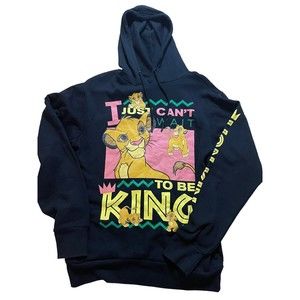 Disney The Lion King Hoodie‎ Unisex Small Simba Art Black Pullover Hipster